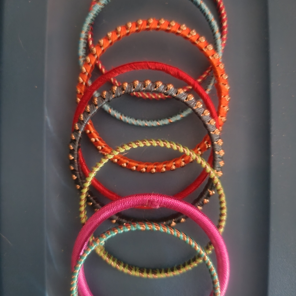 8 Colorful Wrapped Bangles - Picture 2 of 3
